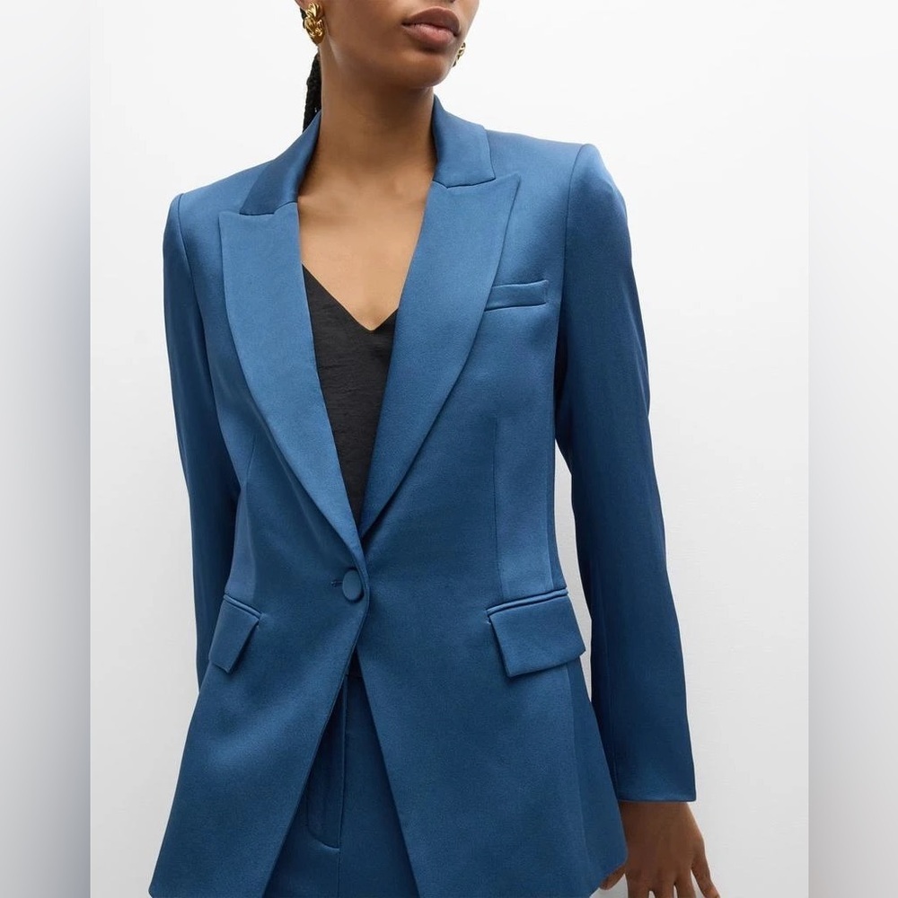 New Veronica Beard Long And Lean Dickey Satin-Crepe Blazer